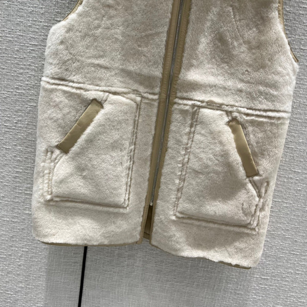 Hermès Reversible long leather vest Ivory