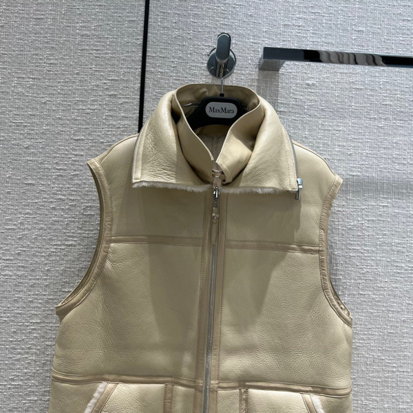 Hermès Reversible long leather vest Ivory