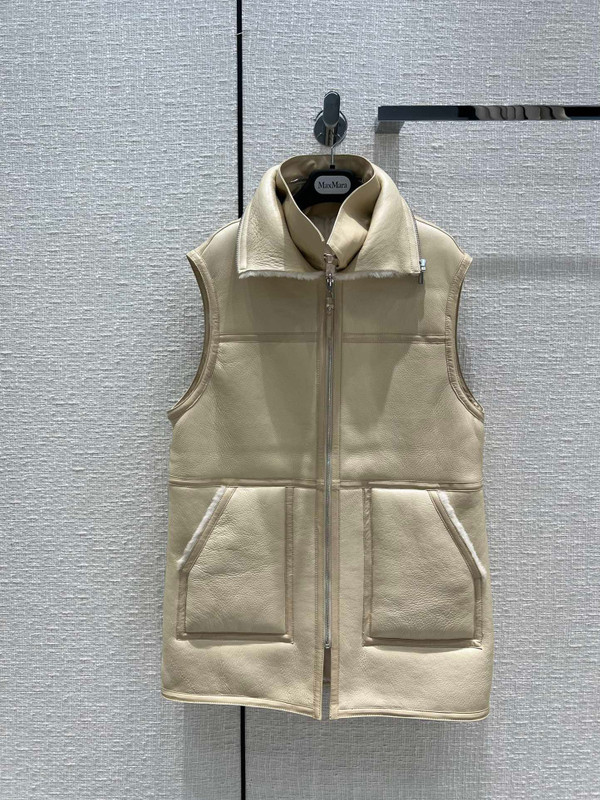 Hermès Reversible long leather vest Ivory