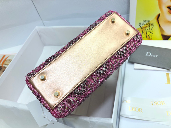 Christian Dior Limited Edition Small Pink Lady Dior bag with crystal and embroidered beads