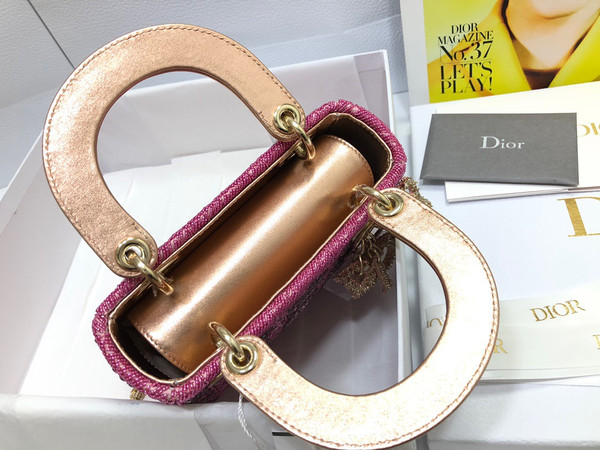 Christian Dior Limited Edition Small Pink Lady Dior bag with crystal and embroidered beads