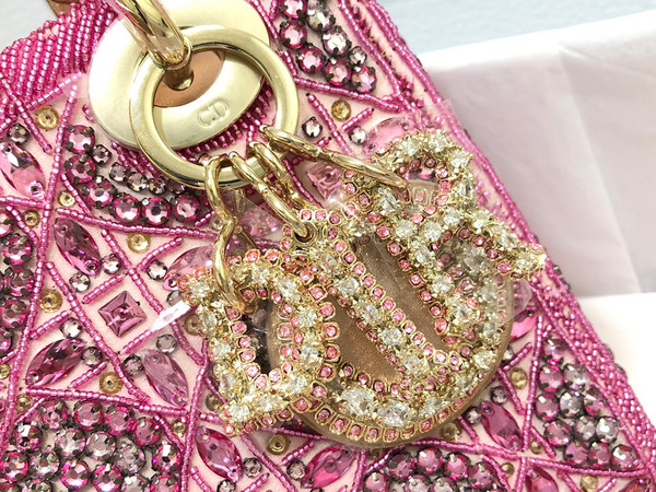 Christian Dior Limited Edition Small Pink Lady Dior bag with crystal and embroidered beads