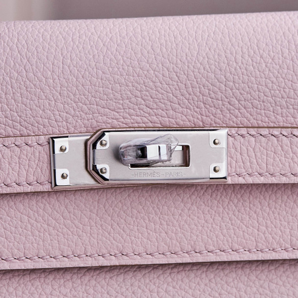 Hermes 09 MauvePale Kelly Danse Bag Evercolour Leather Palladium Hardware