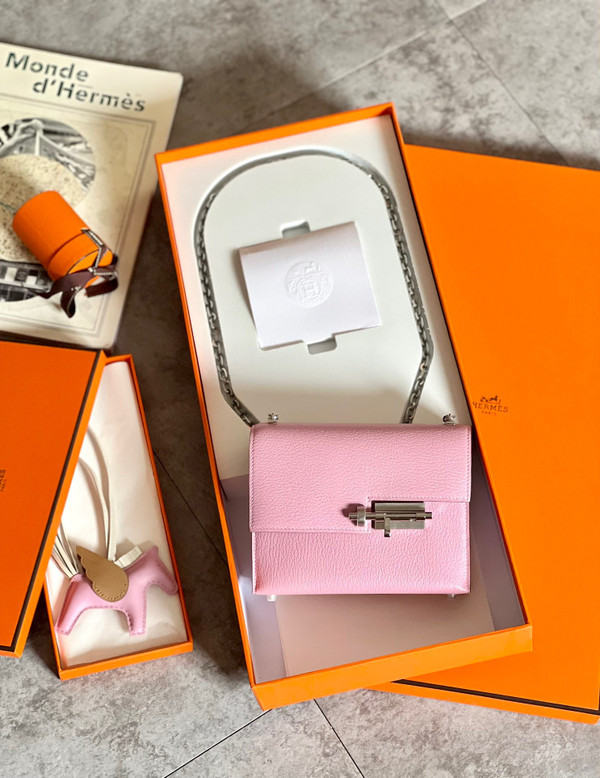 Hermes Verrou Chaine mini bag 17cm X9 Mauve Sylvestre Chevre Mysore