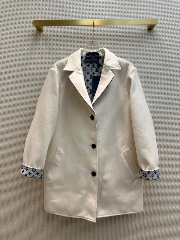 Louis Vuitton 1AAK67 REVERSIBLE MONOGRAM JACQUARD COAT WHITE