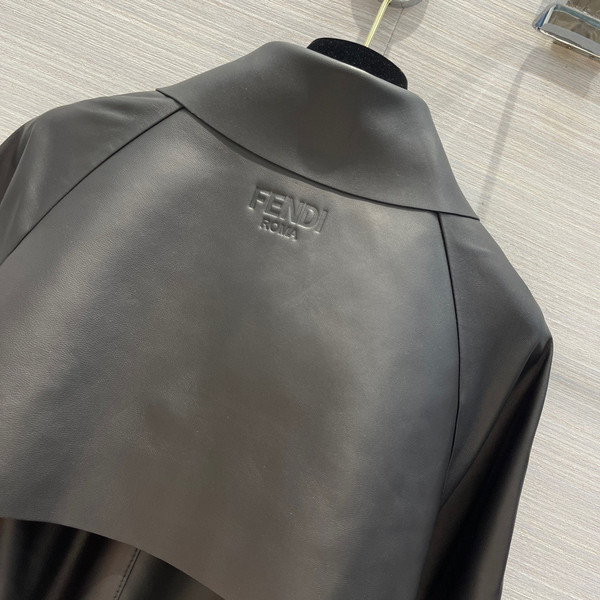 Fendi Black waxed leather jacket