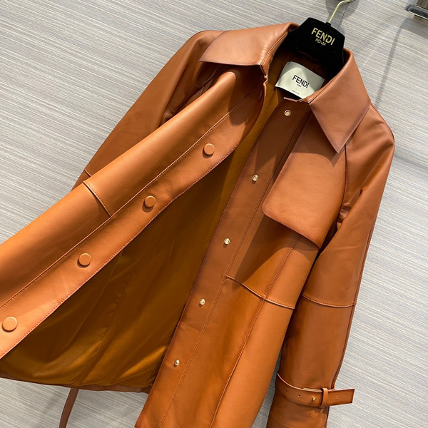 Fendi Tan waxed leather jacket