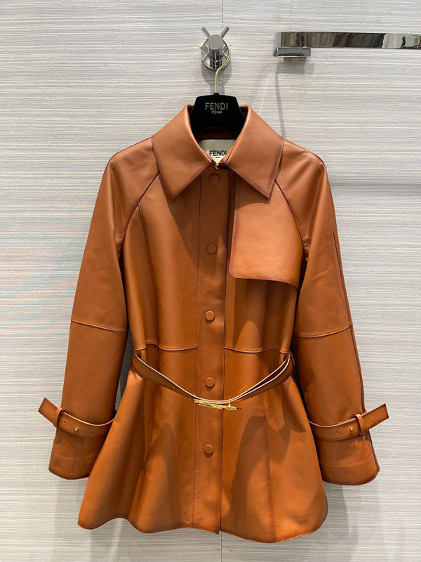 Fendi Tan waxed leather jacket