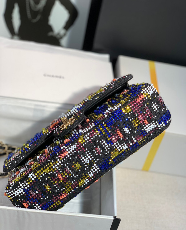 Chanel Limited Edition Embroidered Tweed, Glass Beads, Diamanté  Flap Bag