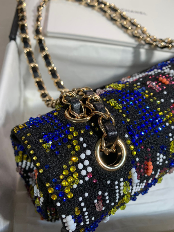 Chanel Limited Edition Embroidered Tweed, Glass Beads, Diamanté  Flap Bag