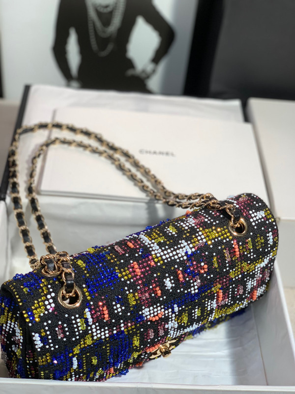 Chanel Limited Edition Embroidered Tweed, Glass Beads, Diamanté  Flap Bag