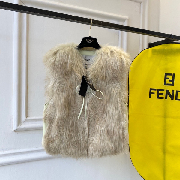 Fendi Gilet White fox-fur gilet yellow