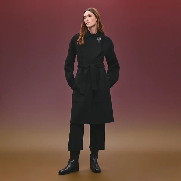 Hermes Wrap coat Black