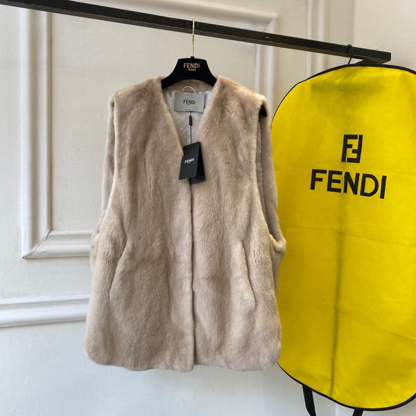 Fendi Cocoon Gilet Yellow mink gilet