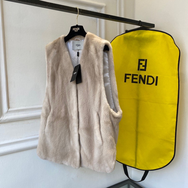 Fendi Cocoon Gilet Yellow mink gilet