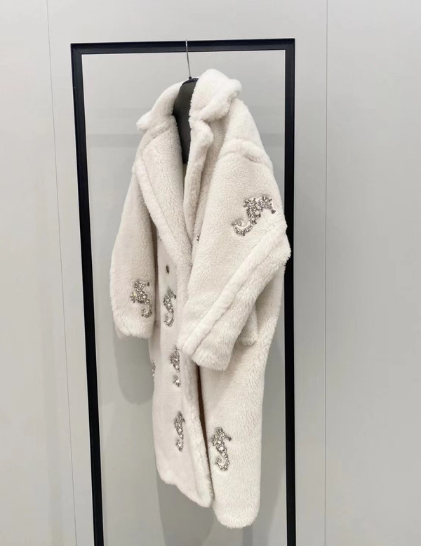 Max Mara Resort 2023 Limited Edition Swarovski Crystal and Pearl Embroiled Alpaca and wool coat