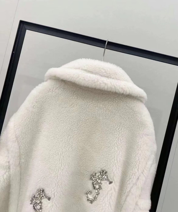 Max Mara Resort 2023 Limited Edition Swarovski Crystal and Pearl Embroiled Alpaca and wool coat