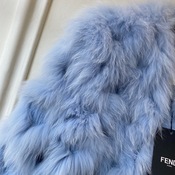 Fendi Bomber jacket Blue fox fur jacket
