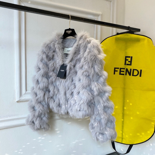 Fendi Bomber jacket Grey fox fur jacket