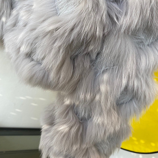 Fendi Bomber jacket Grey fox fur jacket