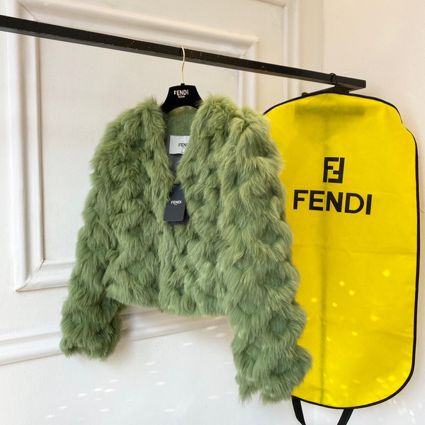 Fendi Bomber jacket Green fox fur jacket