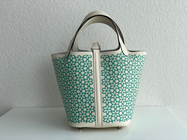Hermès "Lucky Daisy" NataSwift Picotin Lock 18 Palladium Hardware, 2022