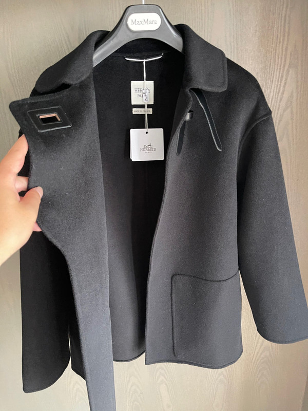 Hermes Short wrap coat Black