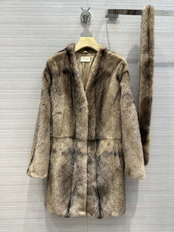 The Row Tanilo Mink belt coat Neutral