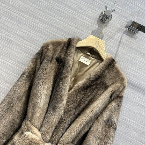 The Row Tanilo Mink belt coat Neutral