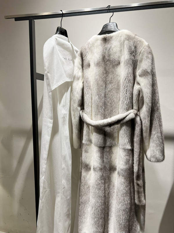 The Row Maxi Tanilo Mink belt coat Grey
