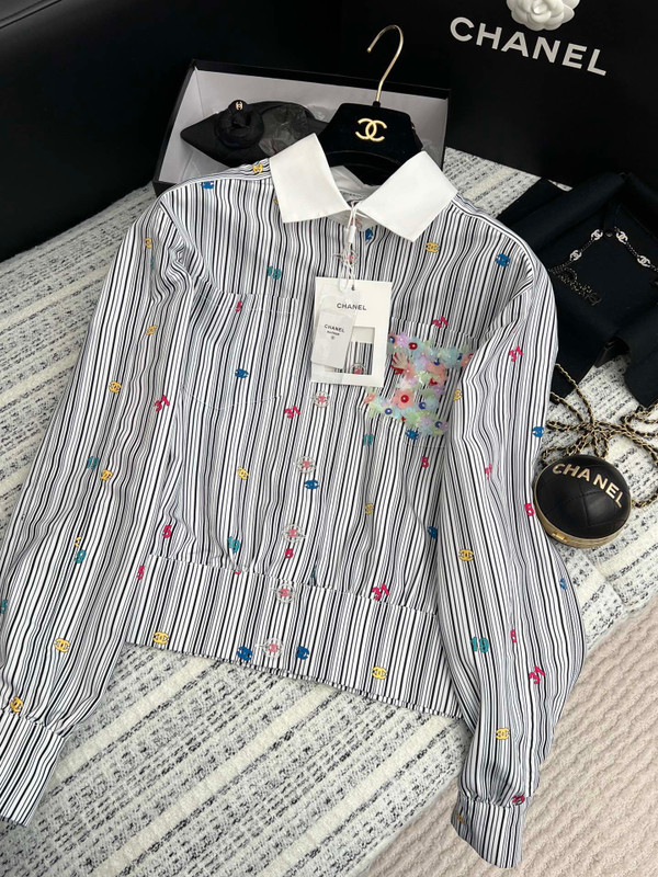 Chanel Embroidered Cotton Poplin BLOUSE