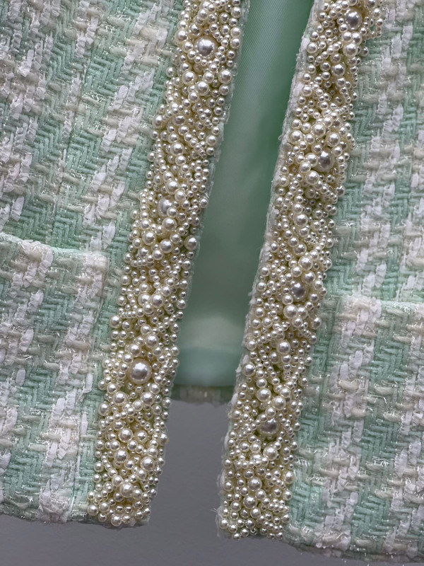 Balmain Tweed spencer jacket with embroidery Green