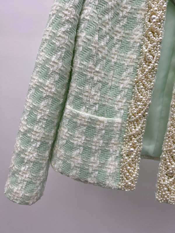Balmain Tweed spencer jacket with embroidery Green