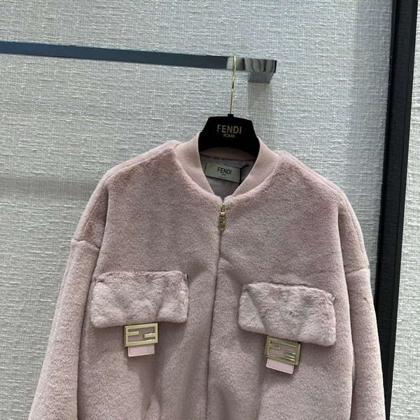 Fendi Pink mink bomber jacket