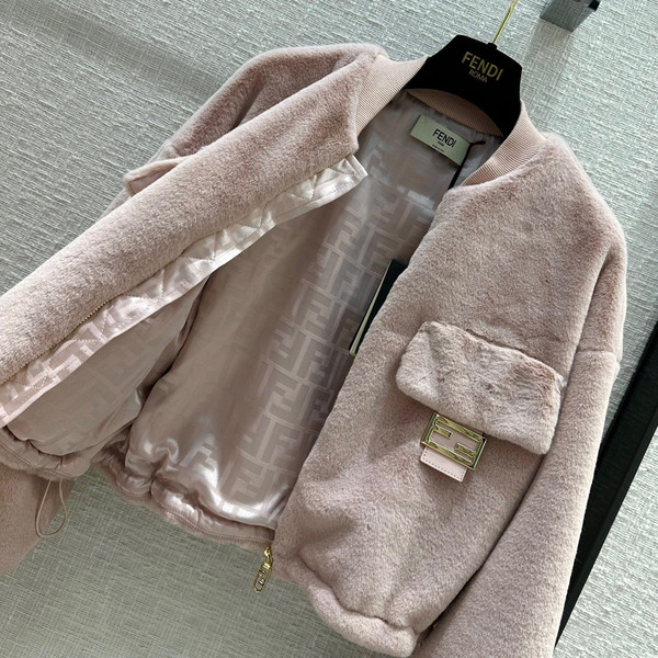 Fendi Pink mink bomber jacket