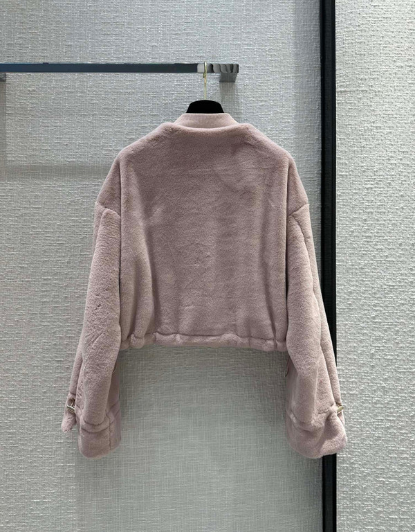 Fendi Pink mink bomber jacket