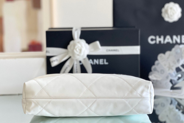 Chanel CHANEL 22 SMALL WHITE HANDBAG WITH SILVER HARDWARE