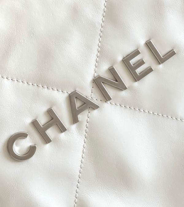 Chanel CHANEL 22 SMALL WHITE HANDBAG WITH SILVER HARDWARE
