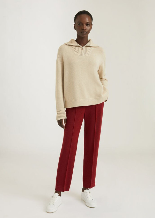 Loro Piana Northdowns Half-Zip  Cashmere Ancient Papyrus