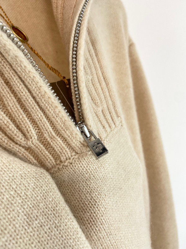 Loro Piana Northdowns Half-Zip  Cashmere Ancient Papyrus