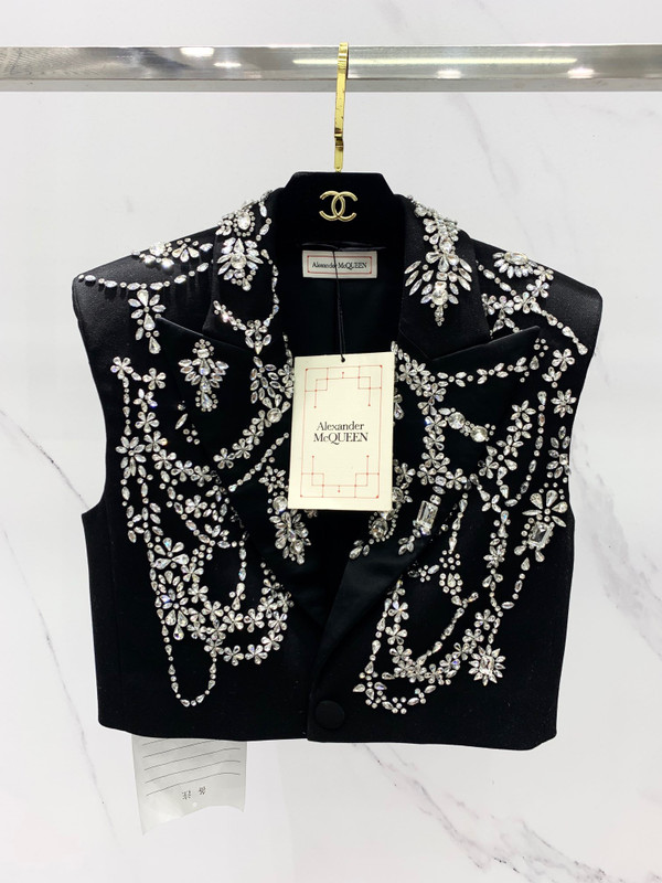 Alexander McQueen Women's Sleeveless Embroidered Jacket in Black