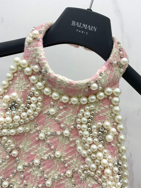 Balmain Short tweed dress with embroidery
