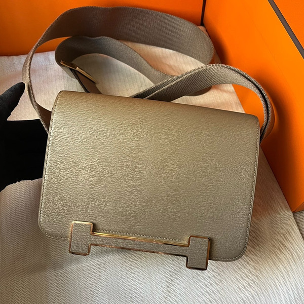  Hermès Geta Etoupe Chevre Gold Hardware
