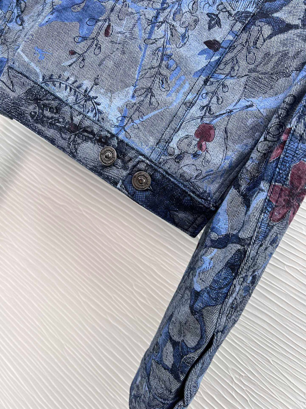 Christian Dior JACKET Blue Cotton Denim with Dior Jardin Magique Motif
