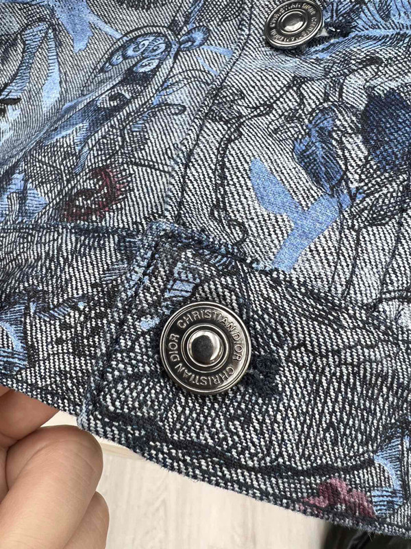Christian Dior JACKET Blue Cotton Denim with Dior Jardin Magique Motif