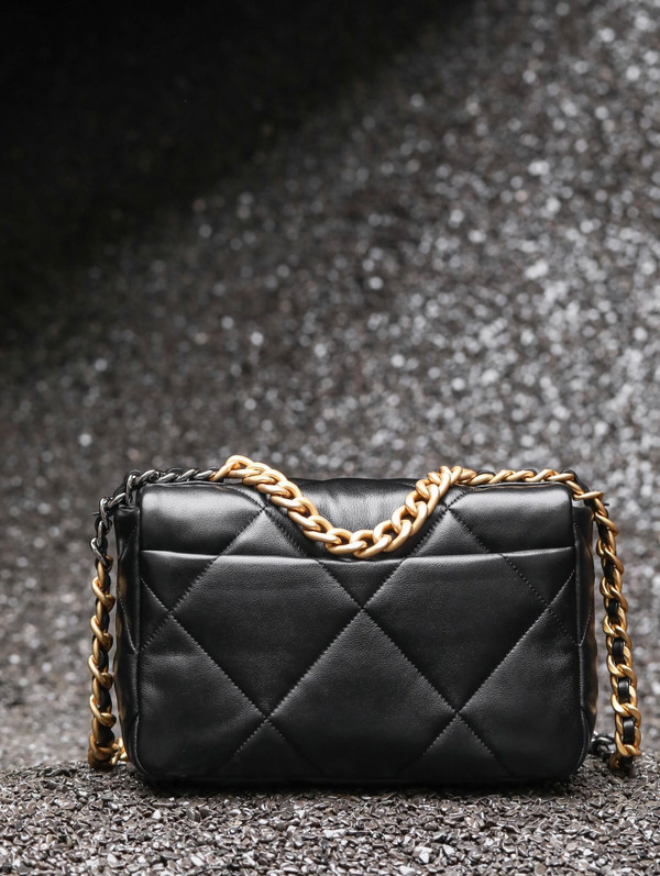 Chanel Shiny Lambskin 19 HANDBAG Black