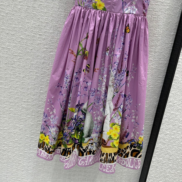 Dolce & Gabbana Calf-length bustier dress in rabbit-print poplin