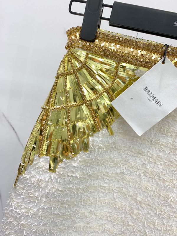 Balmain Embroidered tweed skirt