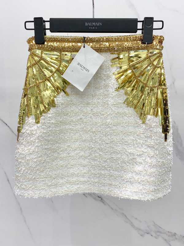 Balmain Embroidered tweed skirt