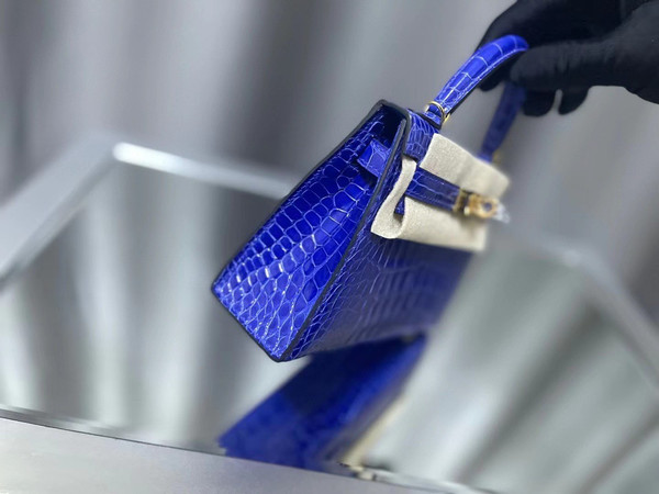 Hermes  Blue Electric Mini Kelly II 20 Alligator Gold Hardware
